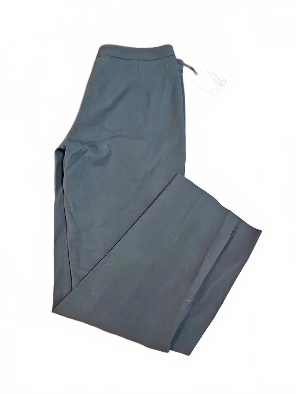 Milly of New York sz 4 Wool Blend Silk Pants High Rise Ankle slits Black NWT